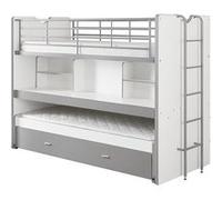 BAYMAX - Lits Superposés Gigognes 90x200cm Gris + Bureau Coulissant -