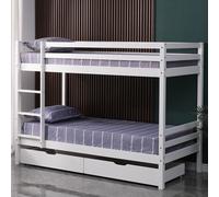 Lits superposés pour enfants 190x90cm blanc avec tiroirs AMBRE Blanc