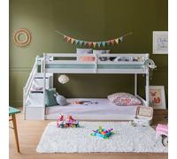Happy Garden Lit superposé pour enfants Célestine 190x90 cm Blanc – Espace de rangement intégré