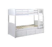 Lits superposés séparables ANCHISE II - 2 x 90 x 190 cm - Avec rangements - Pin blanc