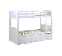 Lits superposés séparables ANCHISE II - 2 x 90 x 190 cm - Avec rangements - Pin blanc
