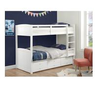 Lits superposés séparables ANCHISE II - 2 x 90 x 190 cm - Avec rangements - Pin blanc