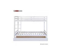 Homestyle4u Lit superposé 90 x 200 cm coffre de rangement échelle robuste sommier à lattes blanc