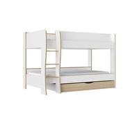 Lits superposés - Tiroir - ROOMY - Blanc / Chene naturel -