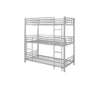 Vente-unique - Lits superposés Triple 3 x 90 x 190 cm - Métal - Argent - ELOUAN III - pour Enfant
