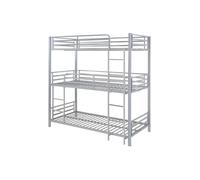 Vente-unique - Lits superposés Triple 3 x 90 x 190 cm - Métal - Argent - ELOUAN III - pour Enfant