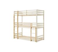 Lits superposés triple - 3 x 90 x 200 cm - Pin - Beige et naturel - VAGAR