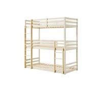 Lits superposés triple - 3 x 90 x 200 cm - Pin - Beige et naturel - VAGAR