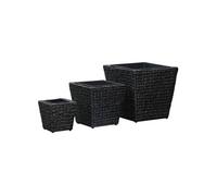 Lits surélevés 3 pcs Jacinthe d'eau Noir45573