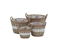 Lits Surélevés 4 pcs Osier avec Doublure en PE Jardinière Bac de Fleur vidaXL