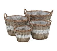 Lits Surélevés 4 pcs Osier avec Doublure en PE Jardinière Bac de Fleur vidaXL