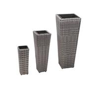 Lits surélevés de jardin 3 pcs Résine tressée Gris