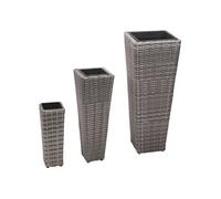 Lits surélevés de jardin 3 pcs Résine tressée Gris45424