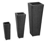 Vidaxl Lits Surélevés De Jardin 3 Pcs Résine Tressée Noir Noir