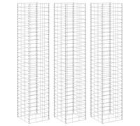 vidaXL Lits surélevés en gabion 3 pièces 30 x 30 x 200 cm Fer