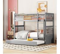 lits triples,SEYAKANY,90 x 200cm,Lits superposés,lits pour enfants, avec lit gigogne, garde-corps hauts, escaliers stables,gris