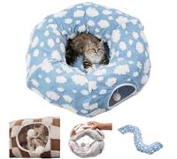 Lits Tunnel Hats Intérieur, Tubes Pliables Petits Animaux Tunnels Teckel | Indoor Peekaboo Cats Play Cave Kitten Toys Round Bunny Hiding Spot Pet Donut Condos Hideaway Sleeping Bag(Blue)