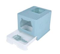 Litter Bac à Litière Ci-Joint avec Couvercle, Porte, Facile à Nettoyer, Le et Portable pour Une économie d'espace (Gray) (Blue)