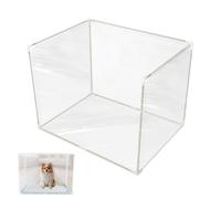 Litter Box Splash Guard - Foldable Pee Shield Enclosure | Transparent High Sided Cat Toilet Training Kit, Prevents and Spills for Living Room, Balcony Or Home Easy Clean, 24.02 x17.72 x17.72in