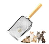 Litter Scooper, Box Cleaning Tool, 10.6x5.5x1.9 inches Stainless Steel Sifter, Comfortable Grip Shovel for Multi-Cat Household Coop Cage Small Animal Chicken Waste Management