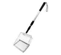 Litter Scooper, Deep Sifting Poop Shovel with Wide Mouth Design, Quick-Clean Chicken Waste and Pets Dropping Tool, Ideal for Senior Pet Care, Outdoor Use, and Veterinary Clinics, Black & Silver