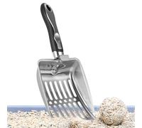 Litter Scooper, Stainless Steel Litter Box Scoop, Ergonomic Long Handle Design with Heavy-Duty and Rust-Resistant Tool for Home, Daily Cleaning, Pet Care, 10.04x4.21x1.38 inches