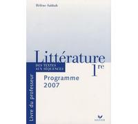 Littérature 1e: Livre du professeur