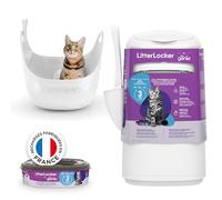 LitterLocker Fashion - 10400 - Poubelle à litière pour chat + Bac à litière Litter Box - Blanc fourni avec Une Pelle à litière