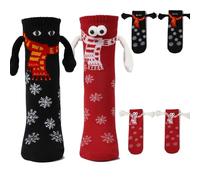 Litthing 2 Paires de Chaussettes Aimantées de Noël pour Couples, Socks qui se Tiennent la Main, Cadeau Drôle et Romantique pour Couple ou Amis, Taille Unique 35-43