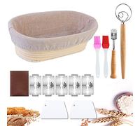 Litthing Banneton Pain Ovale Set en Rotin Paniers de Cuisson Panier de Fermentation du Pain Corbeille à Pain Moule pour Faire Lever Votre Pain Bread Raising Basket(Set)