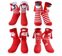 Litthing Chaussette Aimantée de Noël Couple Drole Holding Hands Chaussettes | Personnalisé, Qui se Tiennent la Main Rigolote Chaussettes, Couple Femme et Homme, Socks Drole Cadeau Noel Donner Couple Ami