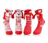Litthing Chaussette Aimantée de Noël Couple Drole Holding Hands Chaussettes | Personnalisé, Qui se Tiennent la Main Rigolote Chaussettes, Couple Femme et Homme, Socks Drole Cadeau Noel Donner Couple Ami