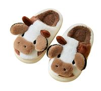 Litthing Chausson Pantoufle de Vache Peluche pour Femme Fille Kawaii Moelleux Chaude Mignon Animaux Maison (C-Vache, adult, numeric_40, numeric_range, eu_footwear_size_system, numeric_41, medium)