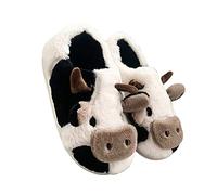 Litthing Chausson Pantoufle de Vache Peluche pour Femme Fille Kawaii Moelleux Chaude Mignon Animaux Maison (B-Vache, adult, numeric_36, numeric_range, eu_footwear_size_system, numeric_37, medium)