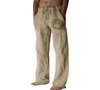 Litthing Pantalon en Lin Homme Pantalons de Jogging en Coton d'été Décontracté avec Poches à Cordon de Serrage Coupe Ample Pants Léger et Confortable