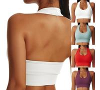 Litthing Soutien-Gorge De Sport Femme Dos Nu sans Couture Bralette Soutien Aux Impacts Moyens Bustier Rembourrés Confort sans Armature Gym Débardeurs Yoga Entraînement Sexy Crop Tops