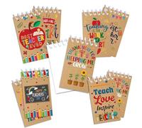 littkeef cliaet Lot de 8 blocs-notes à spirales pour la journée des enseignants, 128 feuilles, carnets de poche pour la journée des enseignants, petits bloc-notes à spirale de 10,2 x 6,1 cm pour le