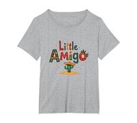 Little Amigo, Un garçon Mexicain, fête des Cactus dans Le sud-Ouest T-Shirt, Femme Grandes Tailles, Gris Chiné, 2X