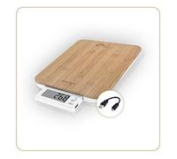 LITTLE BALANCE 8231 Slide 10 USB Bambou, Balance de cuisine sans pile, Rechargeable USB, Ecran rétractable, 10 kg, Bambou véritable