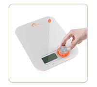 LITTLE BALANCE 8346 Kinetic Flower Orange - Balance de cuisine sans pile - Ecologique grâce à son bouton Little Balance - 5 kg / 1 g