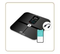 Little balance 8415 Cardio Connect 4 USB, Impédancemètre connectée sans pile, Rechargeable USB, 180 kg, Verre trempé, Noir