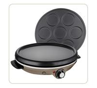 LITTLE BALANCE 8694 Crépière Duo 1000 Muscade, Crépière électrique 2 en 1 : Crêpes et Pancakes, 2 Plaques amovibles, anti-adhésives, Thermostat réglable, 1000 W, Muscade
