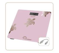 LITTLE BALANCE 8729 Tortues Gold métallisées, Pèse-personne sans pile, Rechargeable USB-C, Réparable, 180 kg, Design Gold métallisée