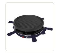 Raclette - grill - LITTLE BALANCE - Ronde - 6 personnes - 800 W- Cheese and fun - Plaque amovible - Bleu nuit