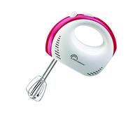 LITTLE BALANCE 8856 Little Batteur, Batteur électrique, 5 vitesses, 2 fouets et 2 crochets à pétrin Inox, Ultra Compact, 300 W, Blanc/Rouge