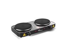 LITTLE BALANCE 8857 Little Cook Duo Vintage, Plaque de cuisson électrique double, Idéale pour les étudiants, le camping, le bureau, les petits espaces, 2 thermostats avec réglage continu, 2000 W, Noir