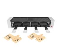 LITTLE BALANCE 8942 Raclette 4 Meuuuh...!, Appareil à raclette, Jusqu'4 personnes, Grill amovible, 4 spatules + 4 planchettes Meuuuh, Sans PFAS, Antiadhésif, 800W, Blanc