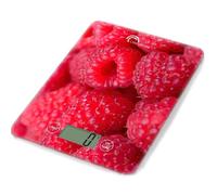 LITTLE BALANCE 8102 Slim - Balance de cuisine électronique - 5 kg/1 g - Plateau en verre trempé - Design extra-plat - Décor Framboises