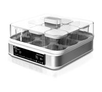 LITTLE BALANCE 8448 Yaourtière Dessertière, Yaourts Desserts Fromages blancs faits maison, 5 programmes automatiques, 9 pots en verre 145 ml, Blanc/inox