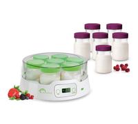 LITTLE BALANCE 8487 Yaourtière 7 Digital, Yaourtière + 13 Pots en Verre 190ml pour des yaourts faits maison, Timer jusqu'à 14h, Arrêt automatique, Blanc